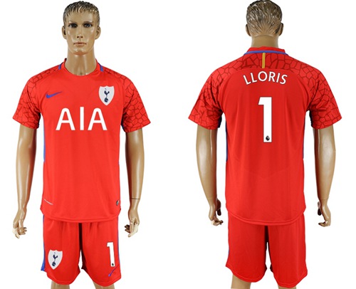Tottenham Hotspur #1 Lloris Red Goalkeeper Soccer Club Jersey